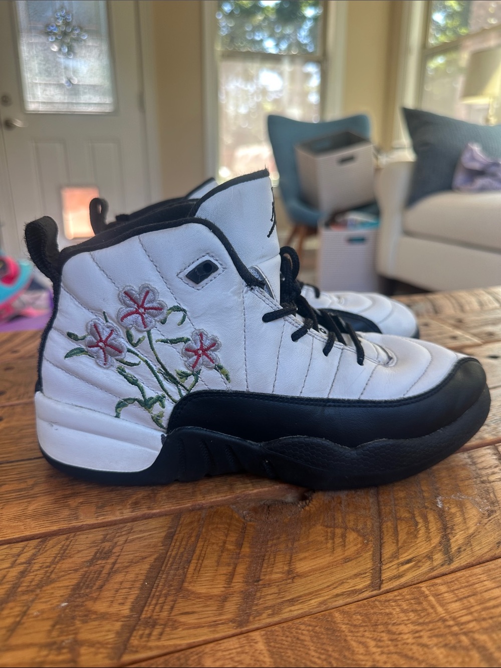 Jordans Retro Kids Girls 3 3Y White Black High-Top Sneakers Floral